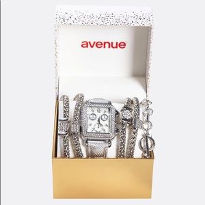 Avenue Silver Square Watch and Bracelet Set